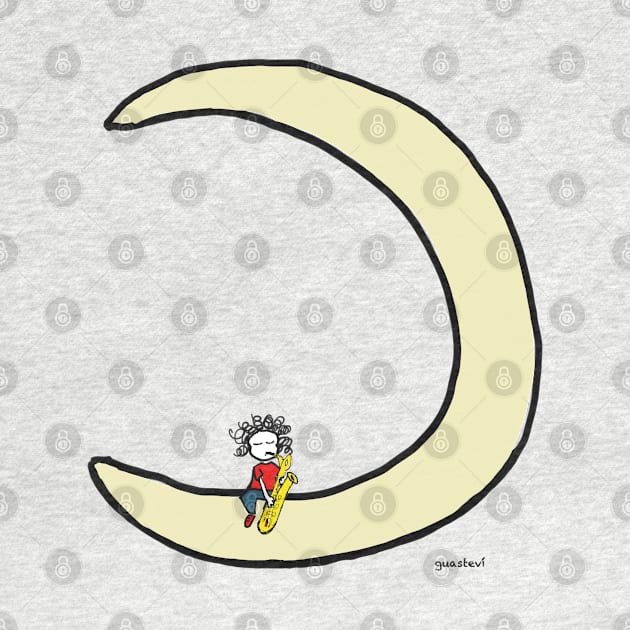 Moon and baritone sax by Guastevi